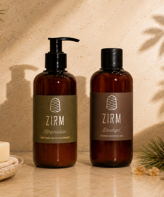 ZIRM Pflegeduo Aufgfrischt – Körperlotion und Duschgel mit Zirbenöl