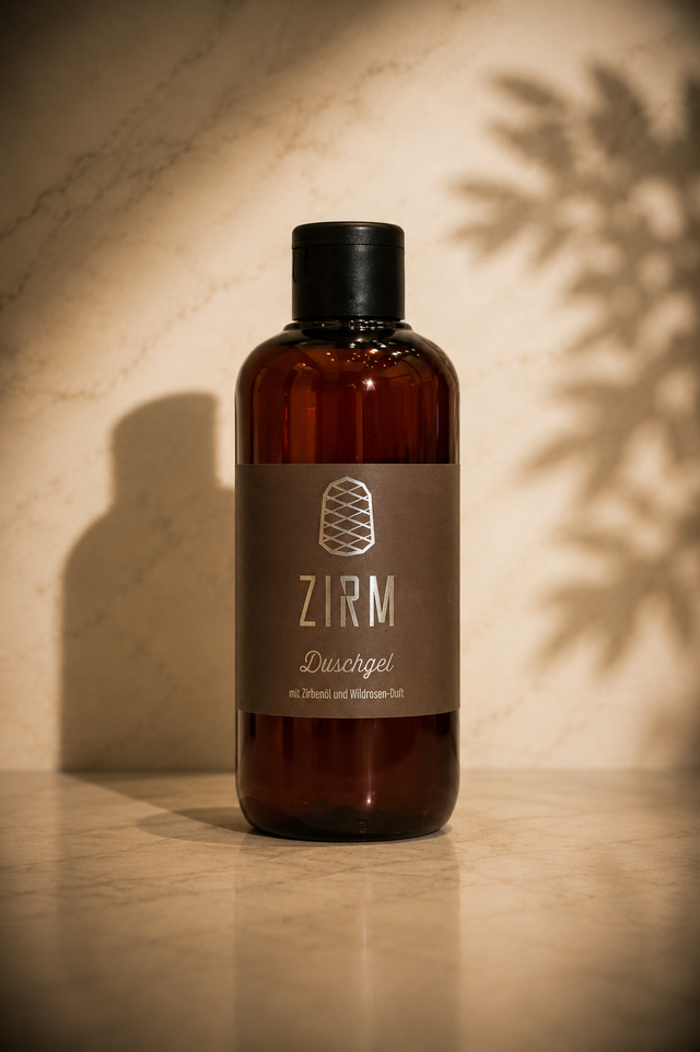 ZIRM Duschgel 250 ml mit Zirbenöl und Wildrosen-Duft