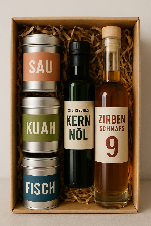 Geschenke Box Schnaps und Gewürz