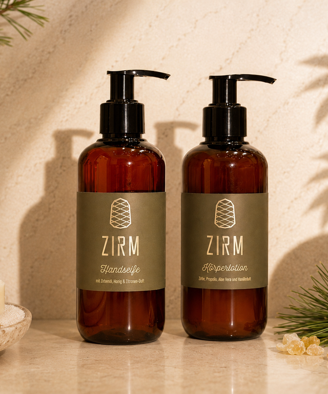 ZIRM Pflegeduo Gschmeidig – Körperlotion und Handseife mit Zirbenöl
